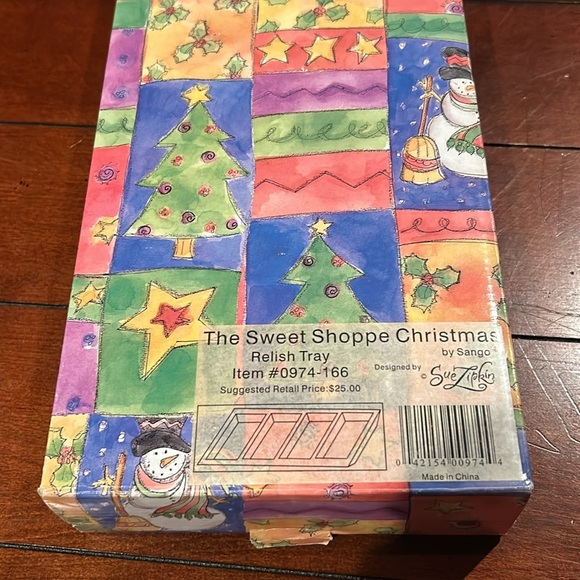 Sango Sweet Shoppe 4 Part Relish Tray Candy Dish Ceramic Sue Zipkin Holiday NEW - Picture 12 of 12